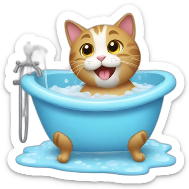 cat having a bath sticker