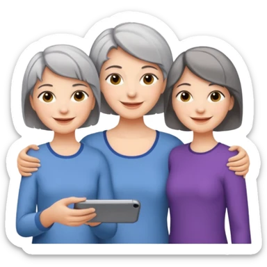 A mum with short Gray hair and her two adult daughters sticker