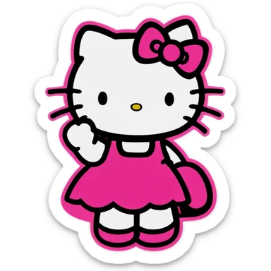 Hello kitty waving pink sticker