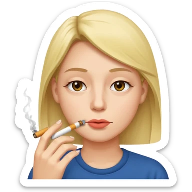 Face with low eyelids and cigarette in mouth  sticker