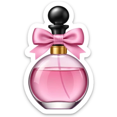 Pink perfume bottle with bow sticker