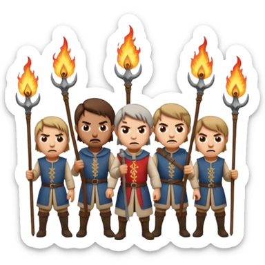 les villageois qui certains ont des fourches + torches (pas des fourches enflammer!) sapé en moyen age sticker