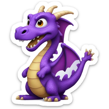 purple dragon waving sticker