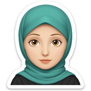 Make a girl with a hijab duolingo emojies styles and make her white and only her face appear and looking forward not left or right sticker