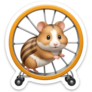 hamster running in hamster wheel sticker