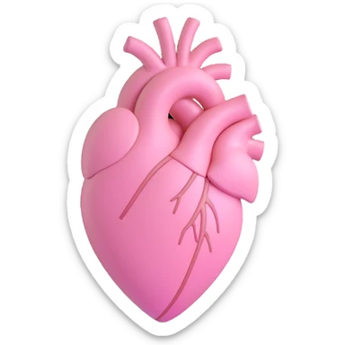 3D emoji style heart, pastel pink, soft and plush sticker