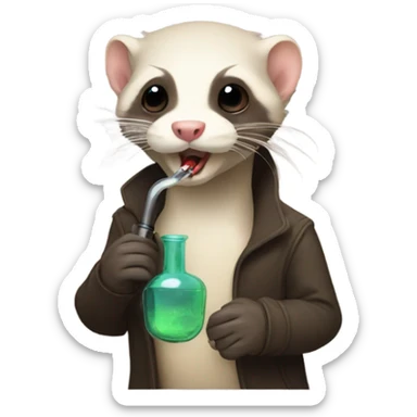 Ferret smoking a bong  sticker