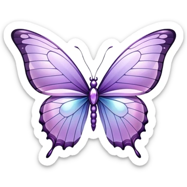 Lilac lavender Iridescent glass crystal butterfly sticker
