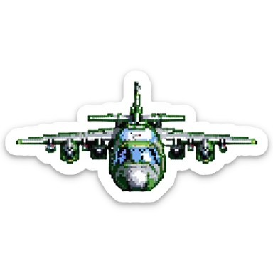 AC-130 gunship military aircraft with visible weapons and cannons sticker