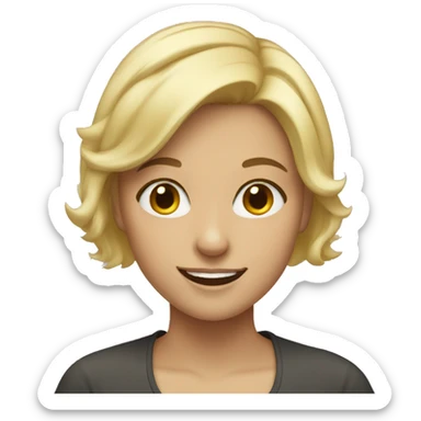 Blonde girl with short hair smiling sticker