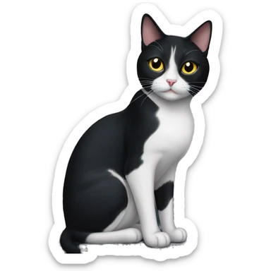 Girl Tuxedo cat in front of the moon sticker