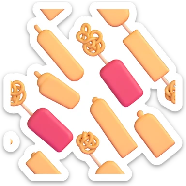 row of 3d food snacks sticker