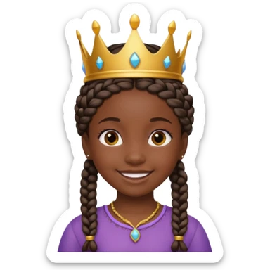 black girl kid with braided crown sticker