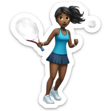 fille noir avec cheveux bleu qui joue au tennis sticker