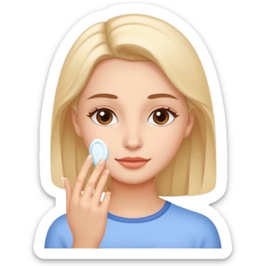 a female moisturising her face sticker