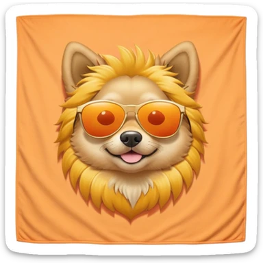 A cute dog wearing sunflower sunglasses on a peach orange beach towel tanning at the beach sticker