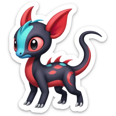 Colorful Exotic Meloetta-Salandit-Darkra-Stitch-Fakémon-creature-hybrid sticker