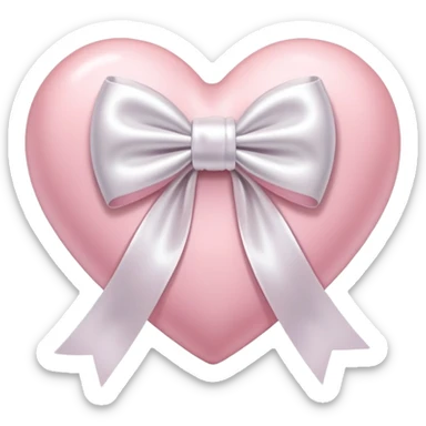 light pink heart with white bow sticker