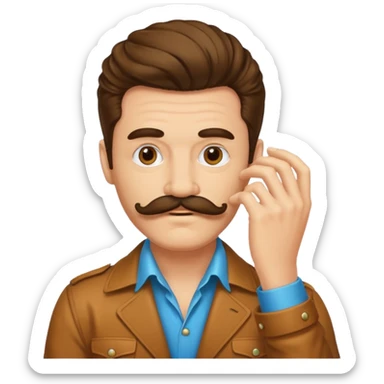 70s 80s men with ring hair style  sticker