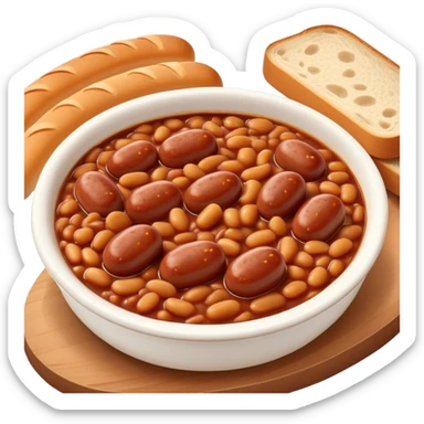 Baked beans with 2 sausages and a slice of bread  sticker