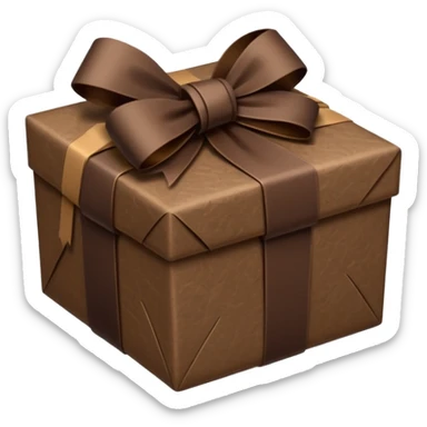 dark brown present with brown bow sticker