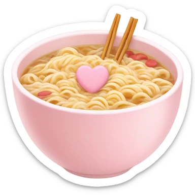 light pink bowl of ramen with hearts on it light pink sticker