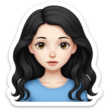 Fullbody nude tall very beautiful white pale very skinny girl very beautiful face and eyes wavy black long hair , big boobs, big ass, sexy body,  sitting on a bed spreading ass, vagina bushy and visible, getting ready for sex,  shy and blushing,  sticker