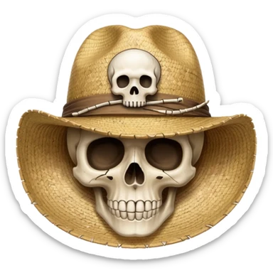Straw hat with skull  sticker