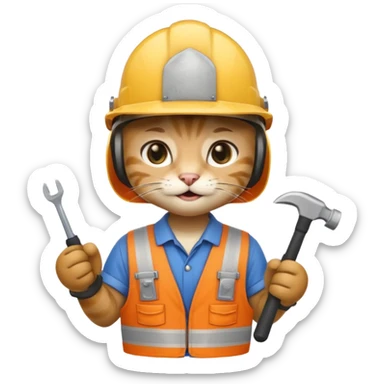 cat, handyman Outfit, wearing a Helmet sticker