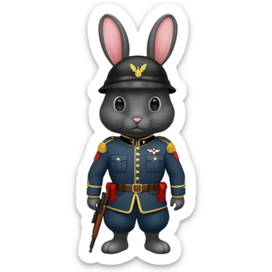 black rabbit with soldier costume sticker