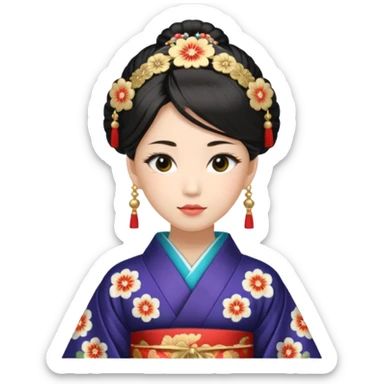 Japanese Princess with kimono in ceremonial robe sticker