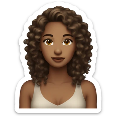 woman light brown skin long dark curly hair,lashes sticker