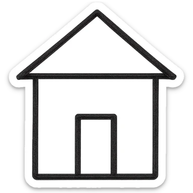 Icon of a house in Kaliningrad, hand drawn, black outlines, no fill, simple and clean, top view sticker