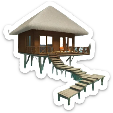 Maldives bungalows in the crystal clear sea  sticker