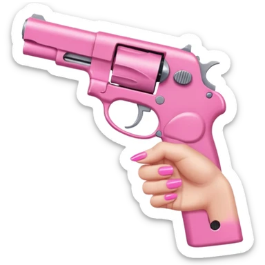 Image of only a hand Holding a pink gun. The nails should be pink too. The gun should be a pistol  sticker