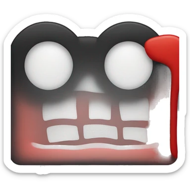 A wavy black and red rectangle with a medium sized yellow circle in the middle" or "A black and red rectangle with a medium sized yellow circle in the middle sticker