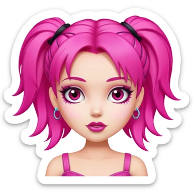 pretty bratz baddie, hot pink hair sticker