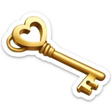Heart shape gold key sticker