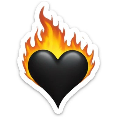 Black heart with black fire sticker