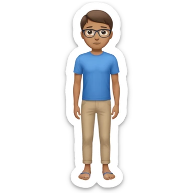 homme l'air cool taille moyenne corpulence maigre cheveux chatain court yeux bleus lunettes photo de pieds en pantalon  sticker