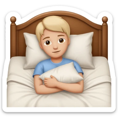 Person resting on a bed sticker
