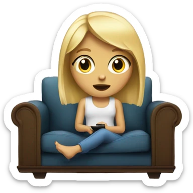 blonde girl watching tv sticker