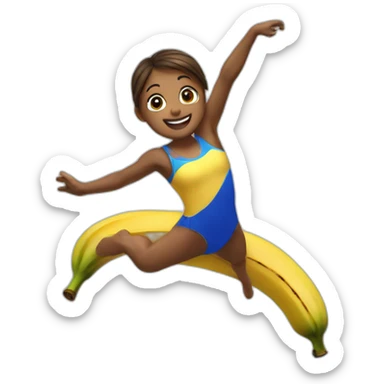 Gymnast jumping on the bananas sticker