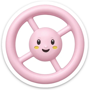 White and light pink baby shaker rattle toy sticker