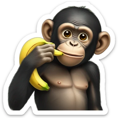chimp sucking banana sticker