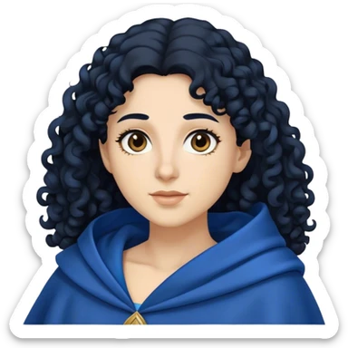 Mujer hebrea con manto azul y pelo negro rizado sticker