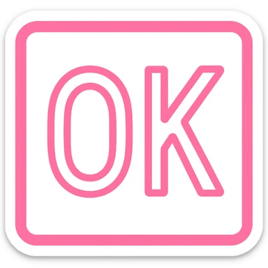 pink square with outlined 'OK' text sticker