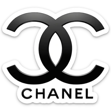 Chanel logo, elegant, minimal, black and white sticker