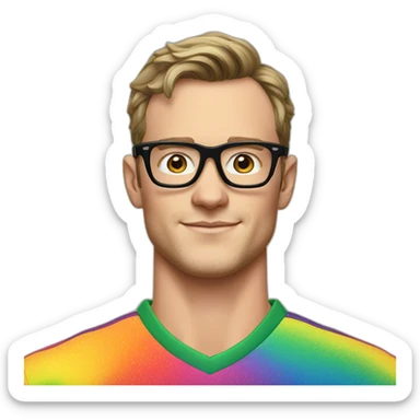 Jonathan Toews wearing glasses and rainbow clothes sticker