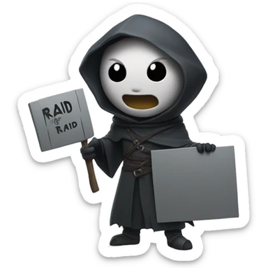 cutesy wraith holding a sign that says raid sticker